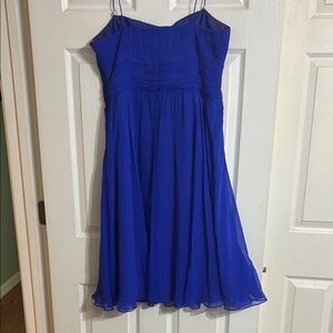 Blue Spaghetti Strap Dress - 100% Silk